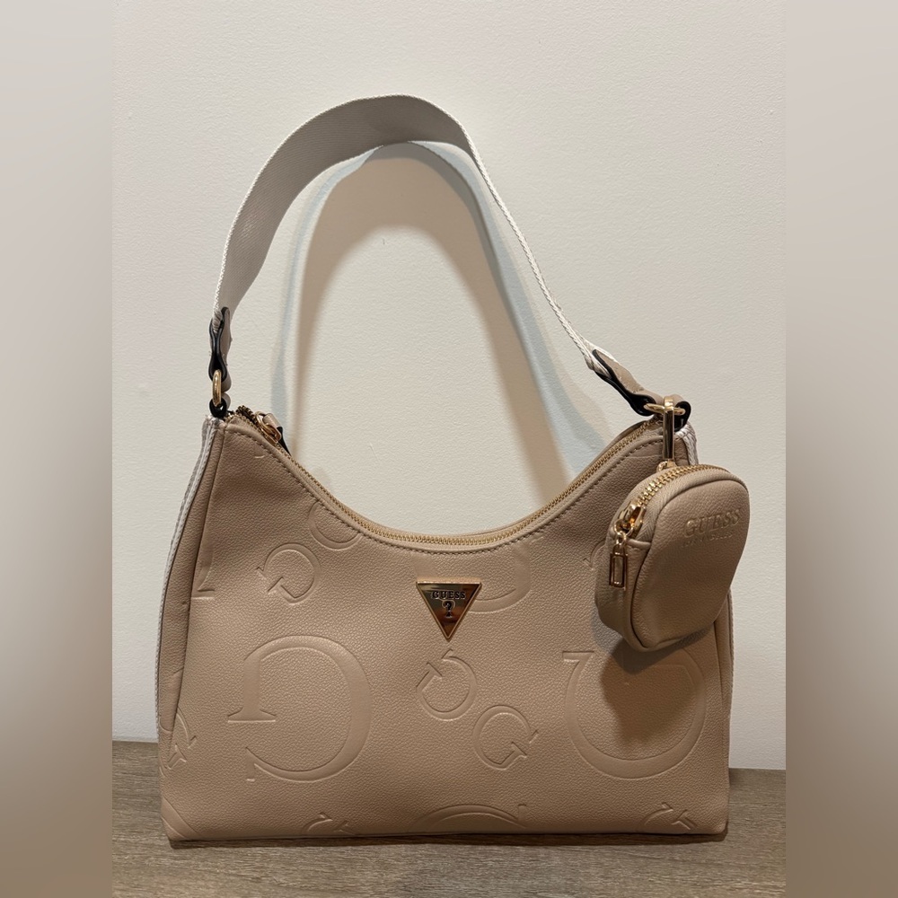 GUESS Beige Shoulder Bag with Mini Pouch | Very Good Condition